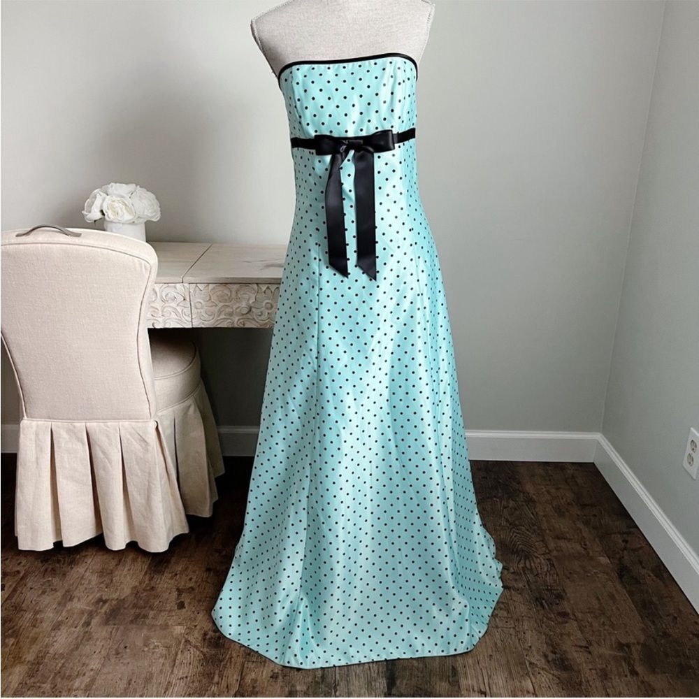 Jessica McClintock Gunne Sax Vintage Y2K Satin Tiffany Blue Gown Maxi Dress 11